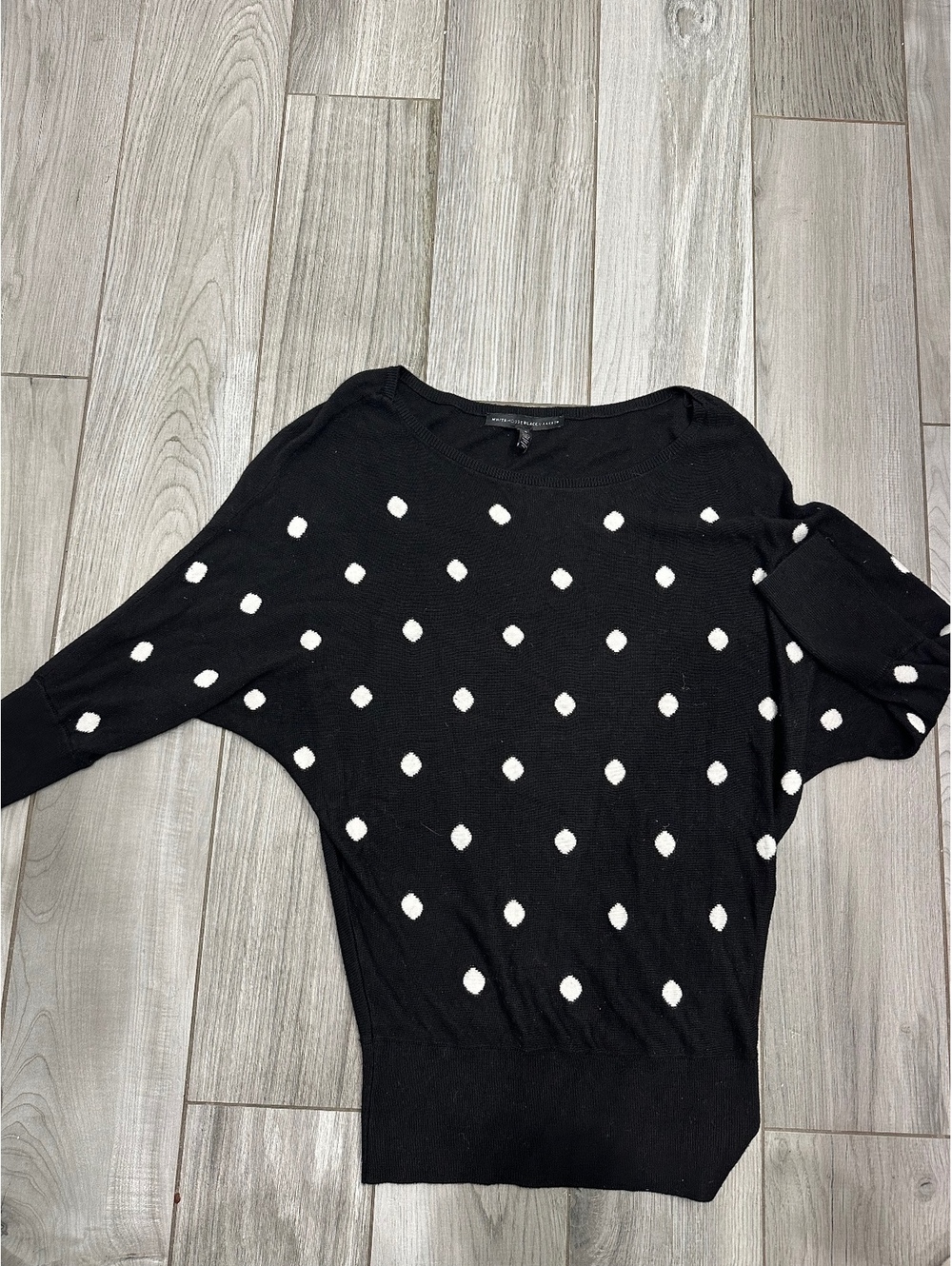 White House Black Market Black Polka Dot Batwing Sweater Size S